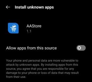 enable Install unknown apps