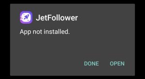 Jet Follower Apk installed