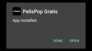Pelispop successfully installed