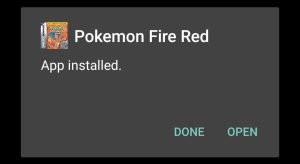 pokemon fire red apk installed