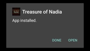 Treasure of Nadia apk installed