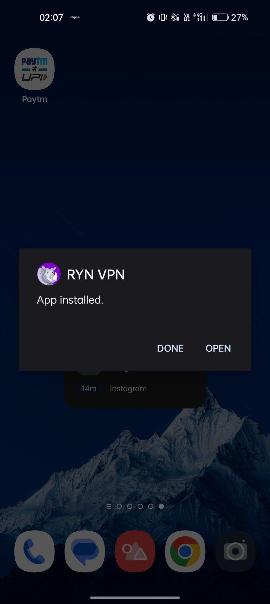Ryn VPN apk installed