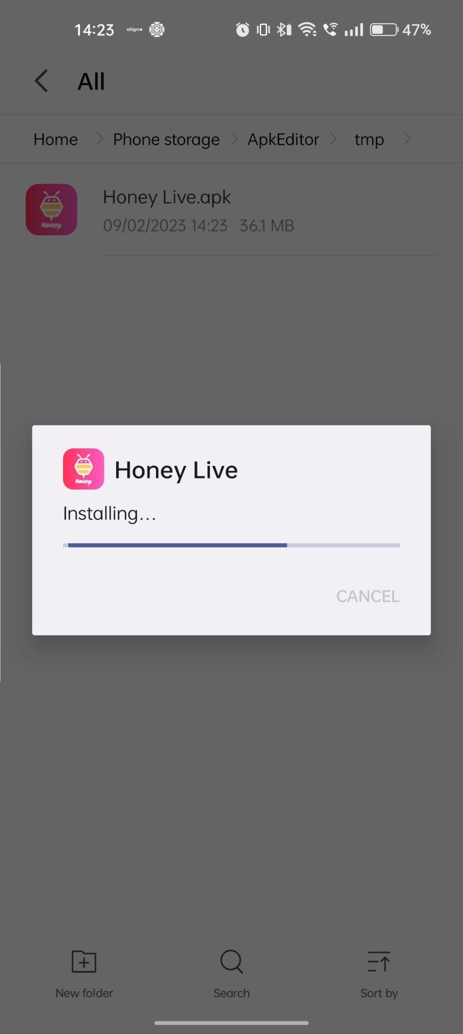 Honeylive apk installing 