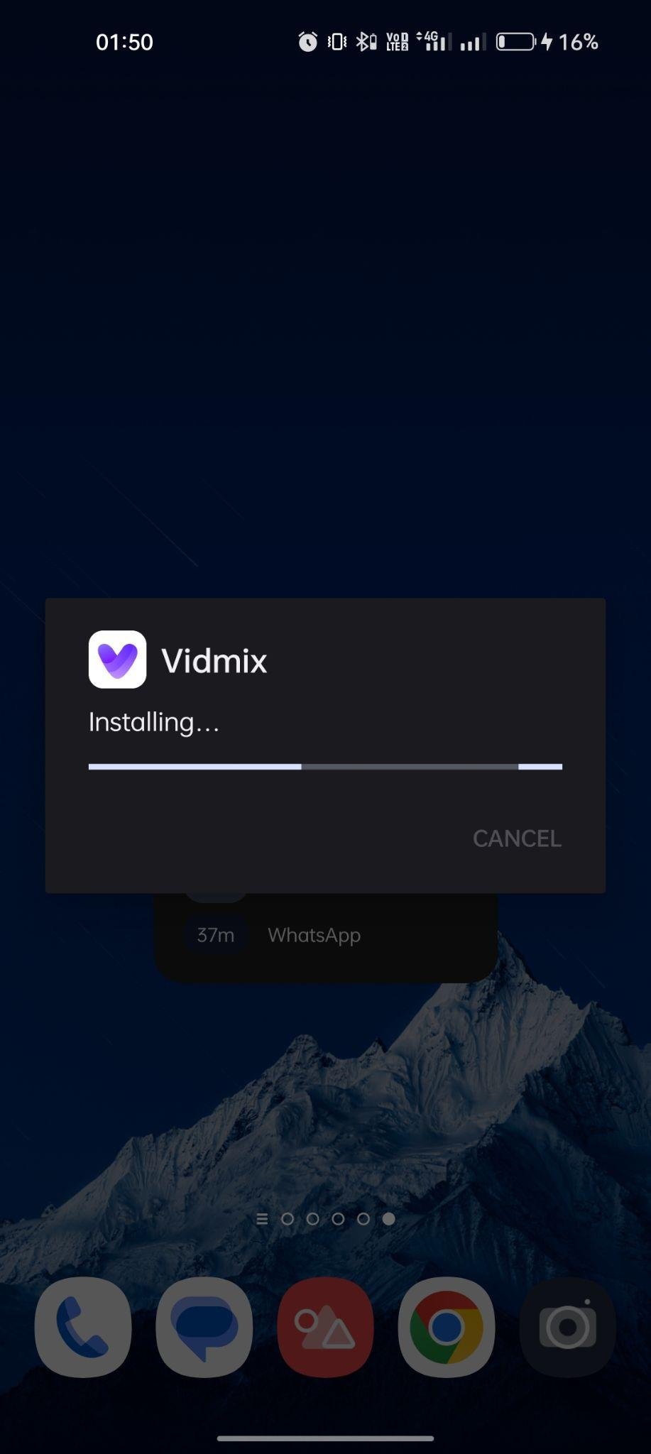 Vidmix apk installing