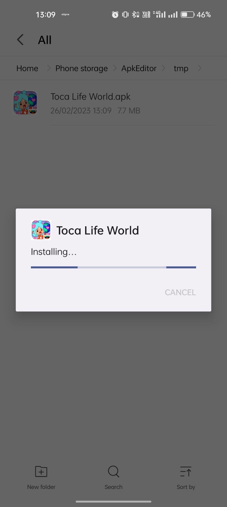 Toca Life World apk installing