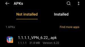 locate 1.1.1.1 VPN APK file