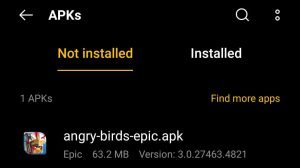 locate Angry Birds Epic Apk file