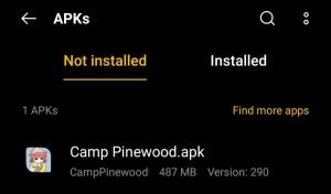 locate Camp Pinewood APK file