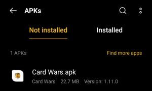 locate Card Wars APK File