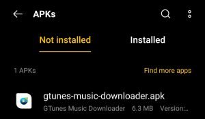 locate GTunes Music Downloader APK File