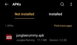 locate the Junglee Rummy APK File