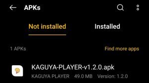 locate the Kaguya Player Apk file