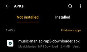 locate Music Maniac APK in File Manager