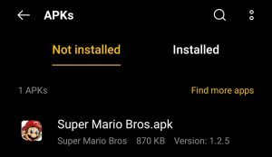 locate the Super Mario Bros APK File