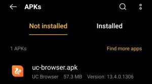locate UC Browser APK file