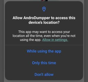 AndroDumpper asking for location access
