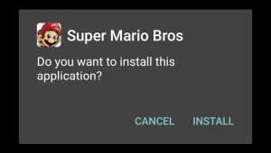 tap Install to install Super Mario Bros