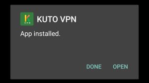 KUTO VPN APK Installed