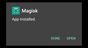 Magisk Manager successfully installed