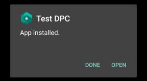 Test DPC successfully installed