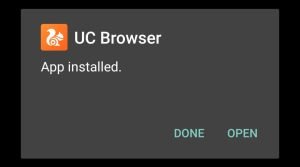 UC Browser successfully installed