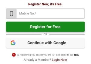 Junglee Rummy registration with mobile or Gmail