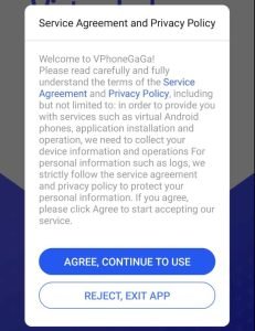 VPhoneGaga service agreement and privacy policy