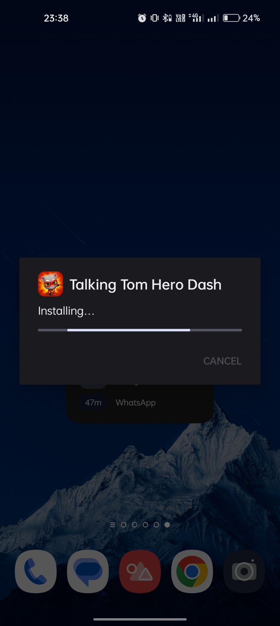 Talking Tom Hero Dash apk installing