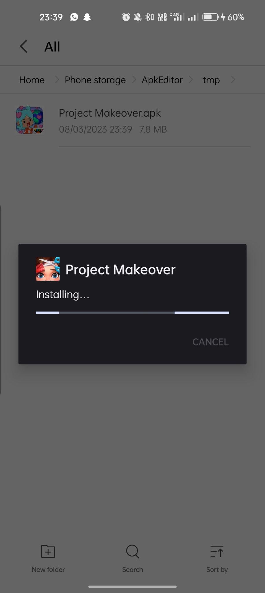 Project Makeover apk installing