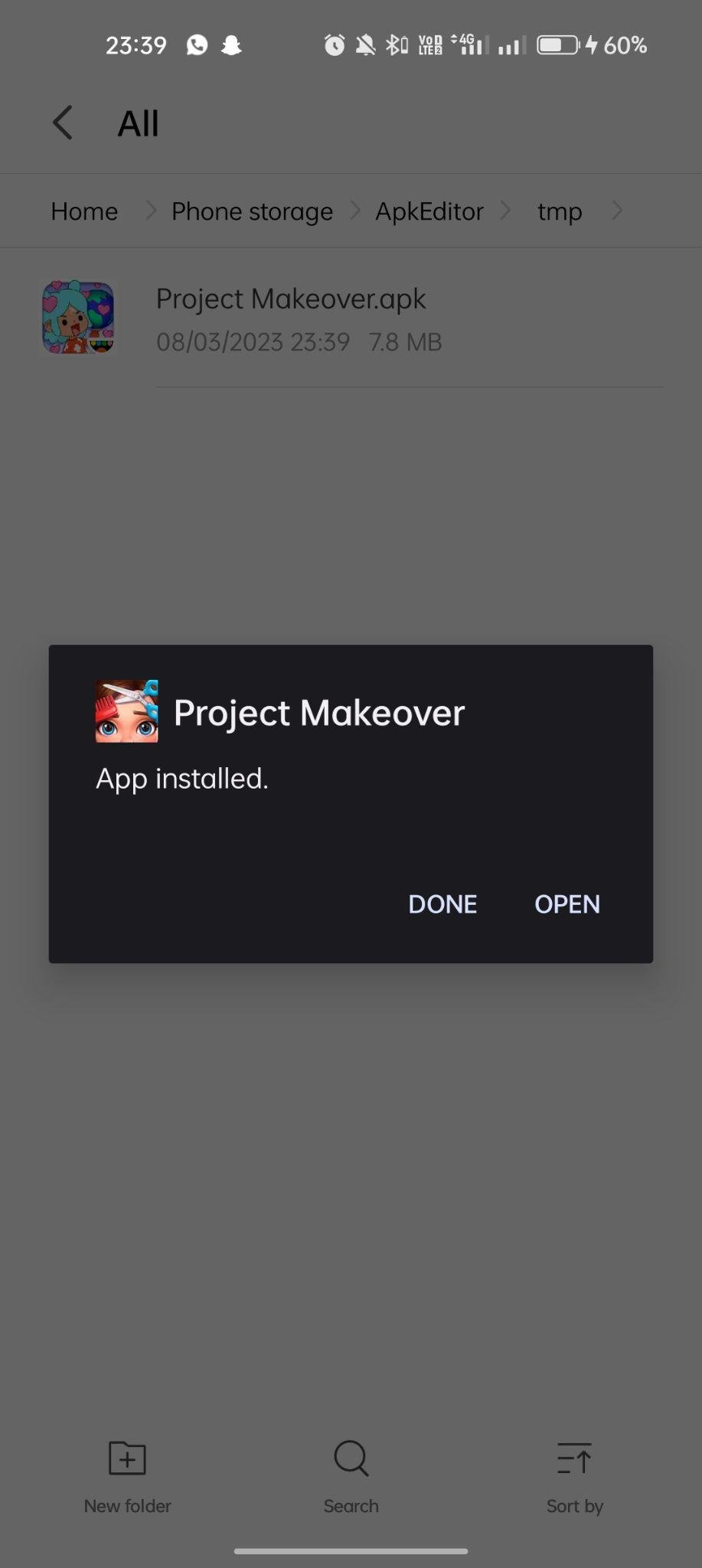 Project Makeover apk installed