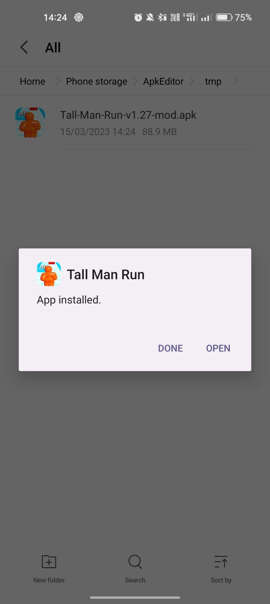Tall Man Run apk installed