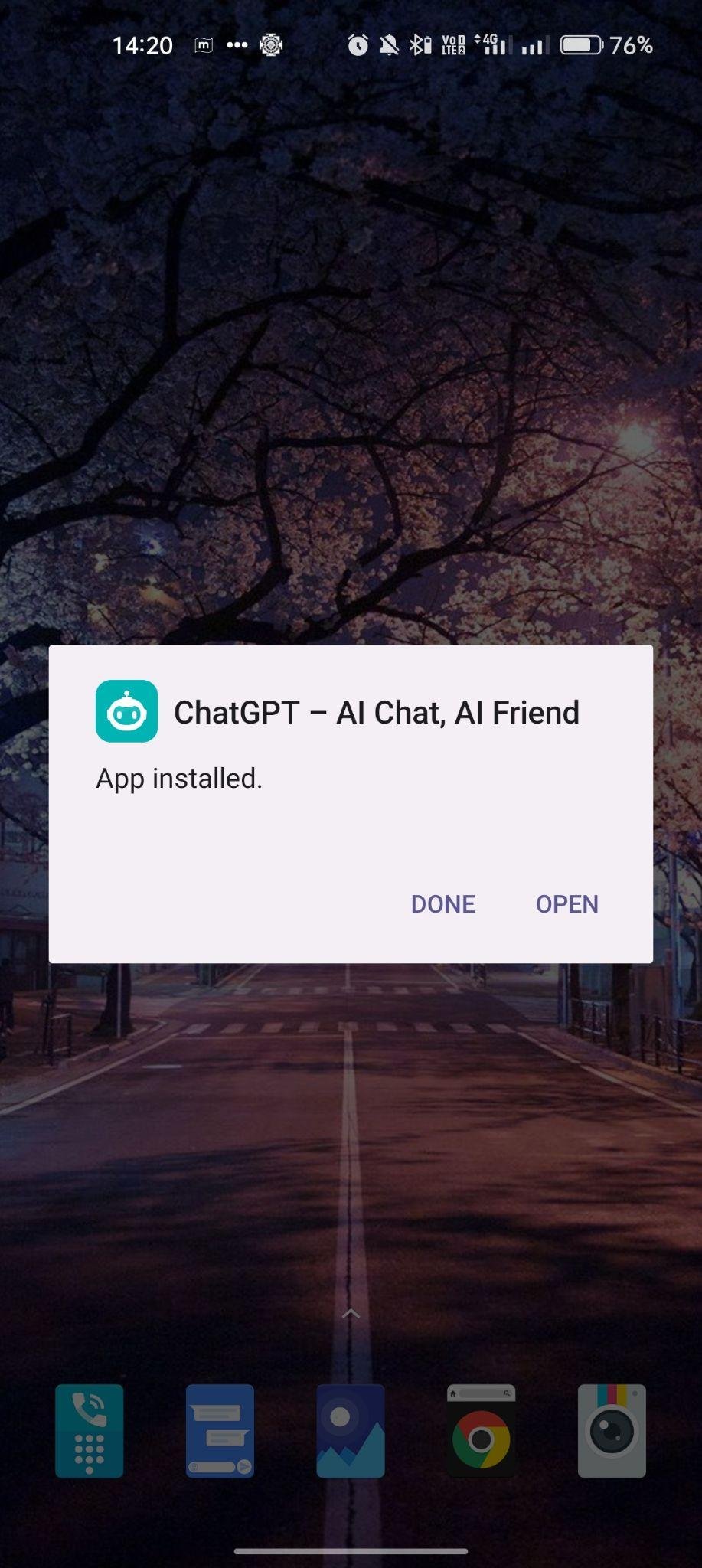 ChatGPT apk installed