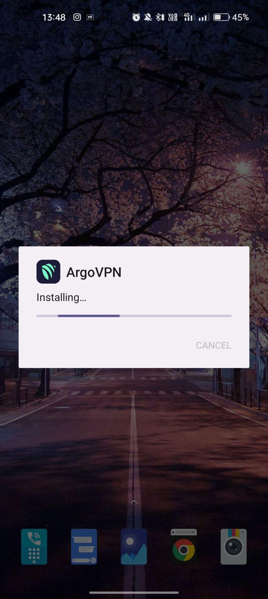 ArgoVPN apk installing