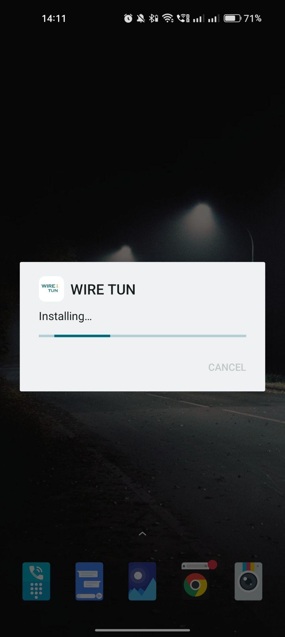Wire Tun apk installing