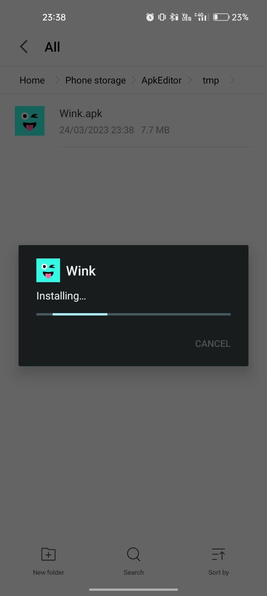Wink apk installing