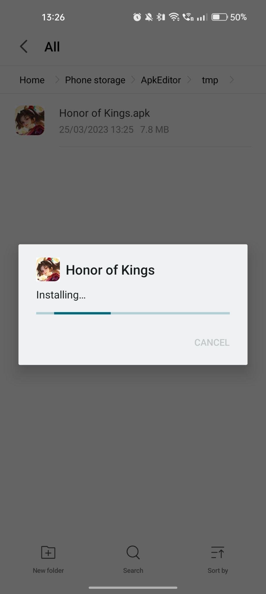 Honor of Kings apk installing