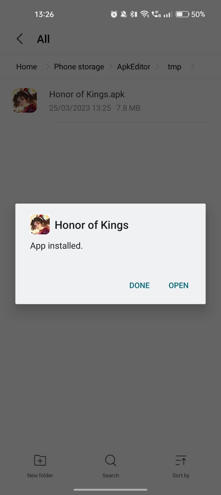 Honor of Kings apk installed