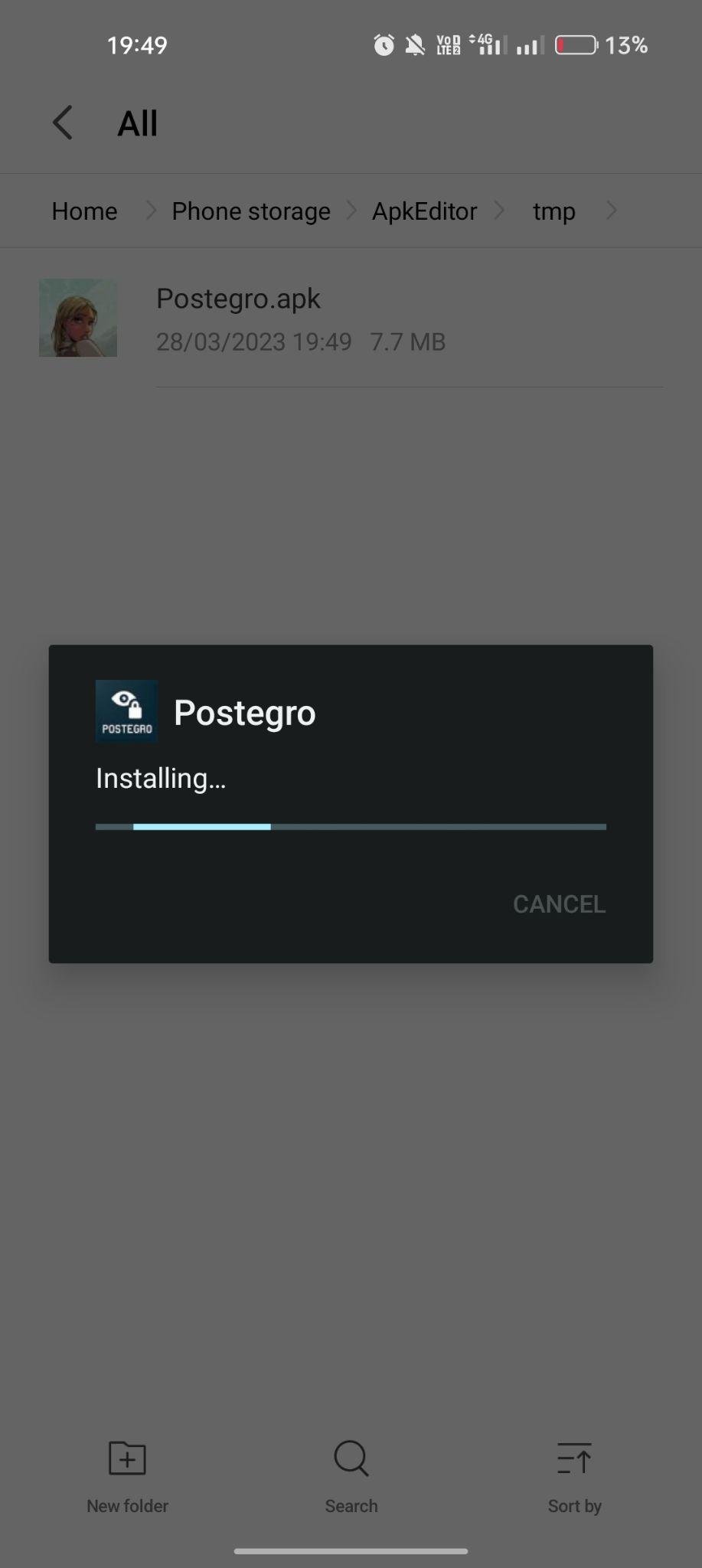 Postegro apk installing