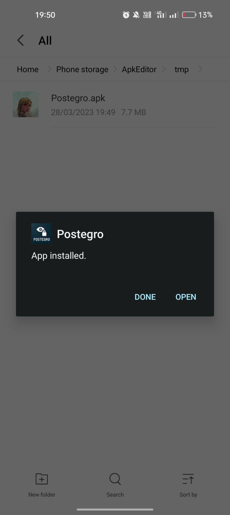 Postegro apk installed