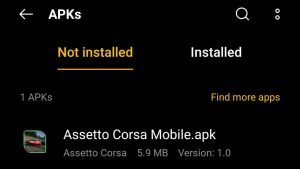 locate Assetto Corsa APK File