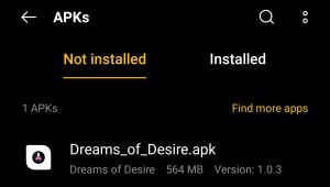 locate the Dreams of Desire APK File