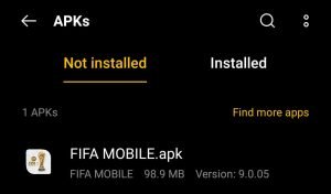locate FIFA Nexon APK in File Manager