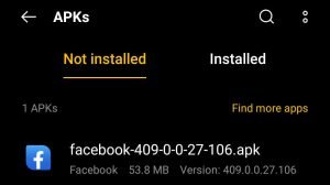 locate Facebook APK File on File Manager 