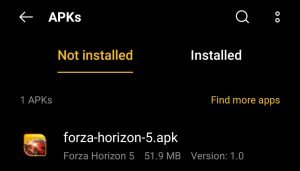 locate Forza Horizon 5 APK File in Downloads
