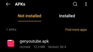 locate the Genyoutube APK file in Downloads folder