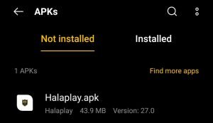 locate HalaPlay APK in Downloads folder