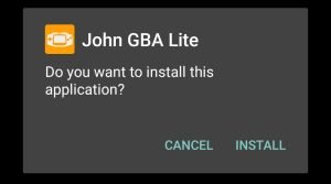 Tap Install to start John GBA installation