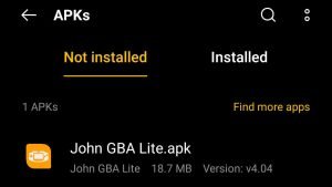 locate John GBA APK File in File Manager App