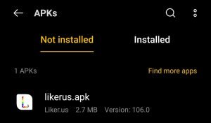 locate the Liker.us APK file in File Manager