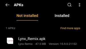 locate the Lynx Remix APK File